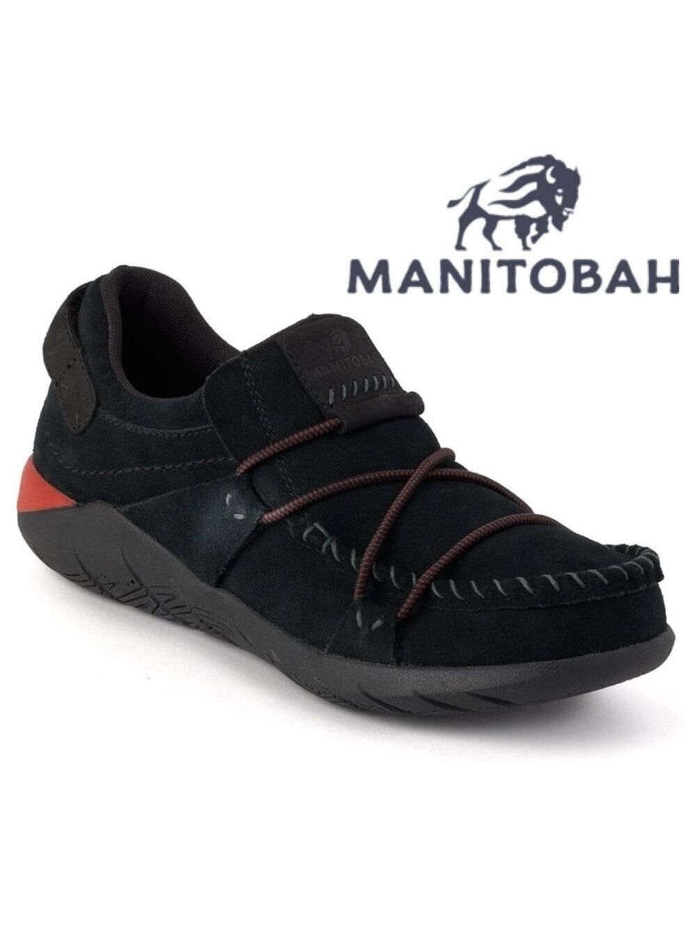NWOB $150 BLACK MANITOBAH MEN'S MAKWA SLIP-ON BUNGEE LOOP SHOES -
